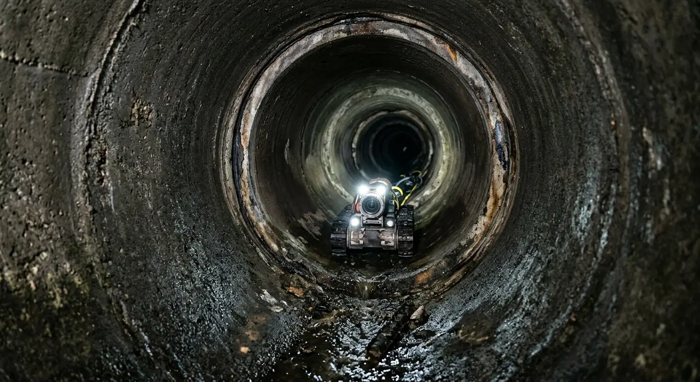Robotic sewer camera inspecting pipe interior for Drain Snake Service in Arcata